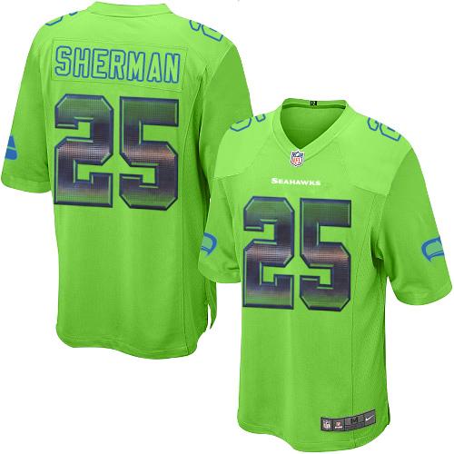 Nike Seahawks #25 Richard Sherman Green Alternate Men's Stitched NFL Limited Strobe Jersey - Click Image to Close